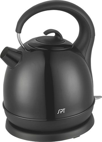 Sunpentown SK-1715B Stainless Cordless Electric Kettle, Black, 1.7 liters capacity, Stainless steel body with black coating, Patented Otter temperature controller, Powerful 1500W heating element for rapid boiling, Cord-free kettle easily removes from base, 360 degrees swivel base, Concealed heating element, Cord storage, UPC 876840004221 (SK1715B SK 1715B SK-1715)