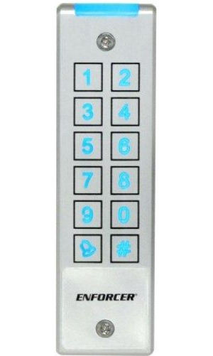 Seco-Larm SK-2323-SPAQ ENFORCER Mullion-Style Piezoelectric Outdoor Stand-Alone Digital Access Keypad with Built-In Proximity Car Reader; No moving parts allows the keypad to withstand heavy use; 12~24 VAC/VDC operation; 1010 Users (Output #1: 1,000 users, Output #2: 10 users); 2 Form C relays, each rated 1 Amp @ 30VDC; UPC 676544014157 (SK2323SPAQ SK2323-SPAQ SK-2323SPAQ) 