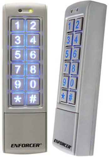 Seco-Larm SK-2323-SPQ ENFORCER Mullion-Style Outdoor Stand-Alone Digital Access Keypad with Built-In Proximity Car Reader; 12~24 VAC/VDC operation; 1010 Users (Output #1: 1000 users, Output #2: 10 users); 2 Form C relays, each rated 1 Amp @ 30VDC; Each relay has programmable output time from 1~99 seconds or toggle; UPC 676544011057 (SK2323SPQ SK2323-SPQ SK-2323SPQ) 