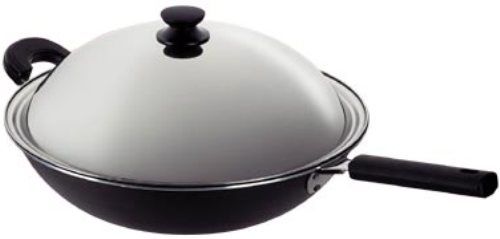 Sunpentown SK-7361 Superbond Nonstick Wok, 6 liters Capacity, Superbond material (hard anodized & 5-layer alloy steel coating), Heats quickly and evenly, Non-stick and scratch resistant, Superior conductivity for energy saving, Stainless steel lid, Cool-touch grip handle, Free spatula and steam plate (SK7361 SK 7361)