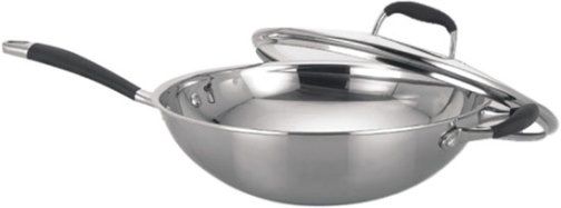 Sunpentown SK-7362 Stainless Steel Wok with Lid; 8 quarts Wok's capacity; Dimension (pan diameter x depth) 14 x 4.7 in.; Cool touch handle; 3-ply capsulated body: 18/10 stainless steel interior (304/0.4mm), Pure aluminum inner core thoughout for optimal heat conductivity (Alum/1.5mm) and Premium induction stainless steel exterior (430/0.6mm); UPC 876840004306 (SK7362 SK 7362)