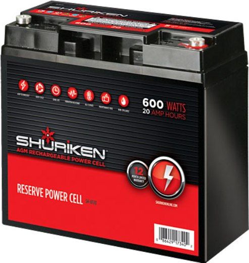 Shuriken SK-BT20 Car Battery Power Cell, 600 Watts, 20 Amp Hours, 12 Volt, Compact size, Absorbed glass mat technology, Can be mounted in any position, 7.14