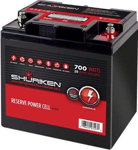Shuriken SK-BT28 Car Battery Power Cell, 700 Watts, 28 Amp Hours, 12 Volt, Compact size, Absorbed glass mat technology, Can be mounted in any position, 6.5