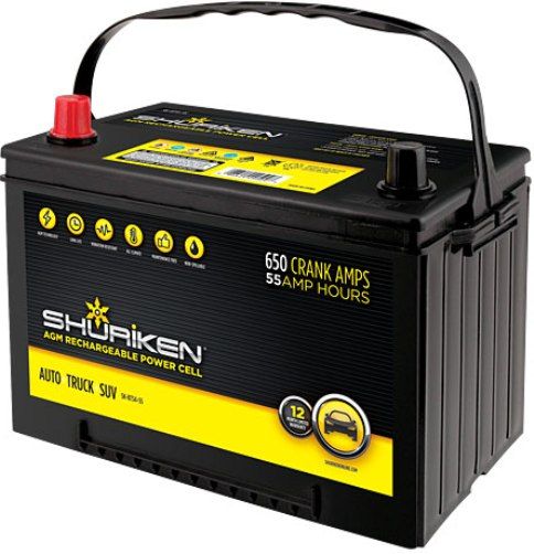 Shuriken SK-BT34-55 Starting Battery, 650 Crank AMPS, 55 Amp Hours, 12 Volt, Absorbed glass mat technology, Fits BCI group 34 applications, UPC 086429295098 (SKBT3455 SK-BT34-55 SK BT34 55)