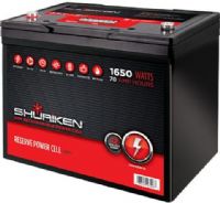 Shuriken SK-BT70 Car Battery Power Cell, 1650 Watts, 70 Amp Hours, 12 Volt, Full size, Absorbed glass mat technology, Can be mounted in any position, Can be fully discharged and re-charged 100’s of times, 10.2" W x 9" H x 6.61" D, UPC 086429274987 (SKBT70 SK-BT70 SK BT70) 