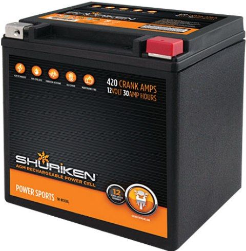 Shuriken SK-BTX30L Power Sport Batteries, 180 Crank Amps, 10 Amp Hours, Fits JIS battery type BTX30L applications, Factory activated ready for use, 5.88