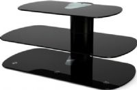 Avitech Plus SKY 1000 BLK  Skyline TV Stand, Skyline collection, 55" TV Size Accommodated, Metal; Glass Frame Material, 88 lbs Max TV weight, 22 lbs middle shelf and 66 lbs bottom shelf Max shelf loading, 7.9" H Shelf, Floating effect glass TV stand, No legs for a clean uncluttered look, Safety glass with rounded edges, Cable ties and cable mounts supplied, Fits easily into corners or against walls, Black Finish, UPC 5060129020193 (SKY-1000-BLK SKY 1000 BLK SKY1000BLK SKY1000 SKY-1000 SKY 1000) 