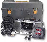 Amplivox SL1070 Personal Six-Station Listening Center Gray, CD Player, AM/FM Tuner, Cassette Player/Recorder, AC or Battery Power, 6-User Jack Box, 6 Sets of Headphones, Carrying Case, Dimensions 22.0" x 14.5" x 13.0", Weight 14.5 Lbs, UPC 734680610708 (AMPLIVOXSL1070 AMPLIVOX SL1070 SL 1070 AMPLIVOX-SL1070 SL-1070) 