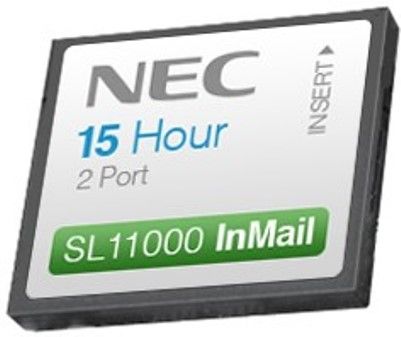 NEC SL-1100112 InMail 2-Port/15-Hour Voicemail For use with Sl-1100 Digital System; Provides automated attendant and voice mail functions; Expandable to a maximum of (16) InMail ports with optional 2-port licenses; Provides (84) Subscriber Mailboxes, (16) Routing Mailboxes and (16) Group Mailboxes; UPC 714627014837 (SL1100112 SL 1100112)