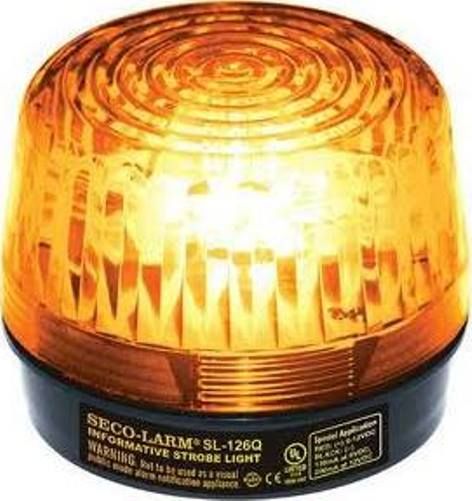 Seco-Larm SL-126-A24Q/A Strobe Light, Amber; For 6- to 24-Volt use; 100000 Candle power; Easy 2-wire installation, regardless of voltage; If the strobe light is being powered by a backup battery, as the battery is drained, the strobe light will continue to function; Perfect for informative household burglar alarm use; UPC 676544010784 (SL126A24QA SL-126-A24Q-A SL-126-A24Q SL126-A24Q/A SL-126A24Q/A) 