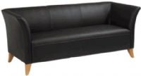 Office Star SL1513 Black Leather Sofa with Maple Finished Legs, Extra wide seating area, Thickly padded cushions, Solid wood legs, 60.8" W x 21.3" D x 13" Thick Seat Size, 73.2" W x 24.8" H x 7.9" Thick Back Size, 30.7" Arms to floor (SL-1513 SL 1513) 