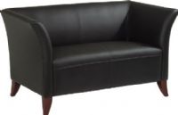 Office Star SL1572 Black Leather Love Seat, Supple black leather, Cherry finish on legs, 53.1''W x 24.8''H Back Size, 30.7''H Arm Height, 40.7''W x 21.3''D Seat Size (SL-1572 SL 1572) 