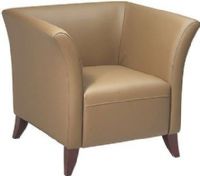 Office Star SL1871 Leather Club Chair with Cherry Finished Legs, Extra wide seating area, Thickly padded cushions, 20.7" W x 21.3" D x 13" Thick Seat Size, 33" W x 24.8" H x 7.9" Thick Back Size (SL 1871 SL-1871) 