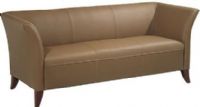 Office Star SL1873 Taupe Leather Sofa with Cherry Finished Legs, Extra wide seating area, Thickly padded cushions, Solid wood frame and legs, 60.8" W x 21.3" D x 13" Thick Seat Size, 73.2" W x 24.8" H x 7.9" Thick Back Size (SL-1873 SL 1873) 