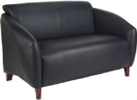 Office Star SL2172-EC3 Lounge Seating Series Stream Eco Leather Love Seat, Black, Cherry Finish Legs, Seat Size 40.5W x 20.5D, Back Size 43W x 15.75H, Max. Overall Size 31.5W x 29.8D x 31.25H, Arms to Floor 26.5, Cube 30.4, Weight 80 lbs. (SL2172EC3 SL2172 EC3 SL-2172 SL 2172) 