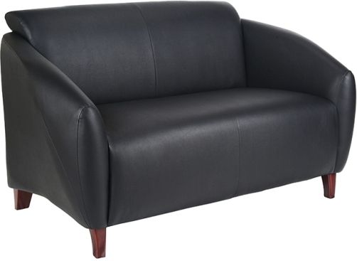 Office Star SL2172-EC3 Lounge Seating Series Stream Eco Leather Love Seat, Black, Cherry Finish Legs, Seat Size 40.5W x 20.5D, Back Size 43W x 15.75H, Max. Overall Size 31.5W x 29.8D x 31.25H, Arms to Floor 26.5, Cube 30.4, Weight 80 lbs. (SL2172EC3 SL2172 EC3 SL-2172 SL 2172)