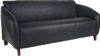 Office Star SL2173-EC3 Lounge Seating Series Stream Eco Leather Sofa, Black, Cherry Finish Legs, Seat Size 59.75W x 20.5D, Back Size 62.75W x 15.75H, Max. Overall Size 71W x 29.8D x 31.25H, Arms to Floor 26.5, Cube 41.4, Weight 98 lbs. (SL2173EC3 SL2173 EC3 SL-2173 SL 2173) 