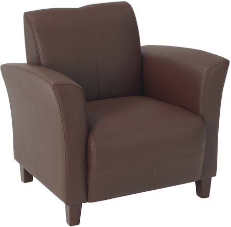 Office Star SL2271-EC6 Lounge Seating Series Stream Eco Leather Club Chair, Wine, Cherry Finish Legs, Seat Size 20.5W x 20D, Back Size 21.5W x 17H, Max. Overall Size 32.5W x 28.5D x 32H, Arms to Floor 25, Cube 18.9, Weight 58 lbs. (SL2271EC6 SL2271 EC6 SL-2271 SL 2271)