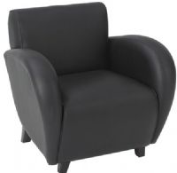 Office Star SL2431-EC3 Lounge Seating Series Eleganza Eco Leather Club Chair, Black, Mahogany Finish Legs, Seat Size 20.75W x 20.5D, Back Size 22.25W x 15.5H, Max. Overall Size 32.25W x 30D x 31H, Arms to Floor 25, Cube 18.8, Weight 58 lbs. (SL2431EC3 SL2431 EC3 SL-2431 SL 2431) 