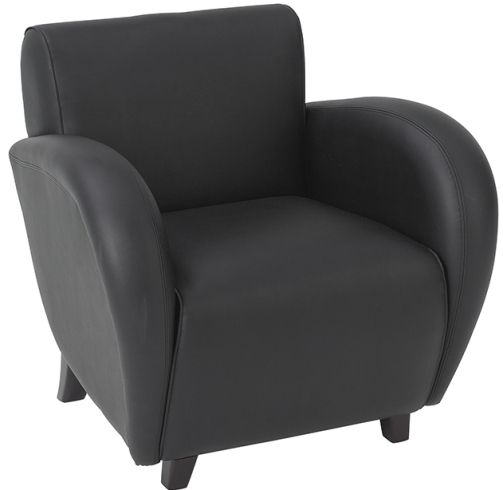 Office Star SL2431-EC3 Lounge Seating Series Eleganza Eco Leather Club Chair, Black, Mahogany Finish Legs, Seat Size 20.75W x 20.5D, Back Size 22.25W x 15.5H, Max. Overall Size 32.25W x 30D x 31H, Arms to Floor 25, Cube 18.8, Weight 58 lbs. (SL2431EC3 SL2431 EC3 SL-2431 SL 2431)