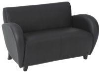 Office Star SL2432-EC3 Lounge Seating Series Eleganza Eco Leather Club Love Seat, Black, Mahogany Finish Legs, Seat Size 40.25W x 20.5D, Back Size 41.75W x 15.5H, Max. Overall Size 50.7W x 30D x 31H, Arms to Floor 25, Cube 30.0, Weight 78 lbs. (SL2432EC3 SL2432 EC3 SL-2432 SL 2432) 