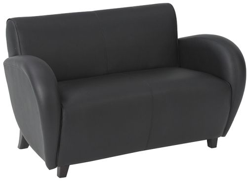 Office Star SL2432-EC3 Lounge Seating Series Eleganza Eco Leather Club Love Seat, Black, Mahogany Finish Legs, Seat Size 40.25W x 20.5D, Back Size 41.75W x 15.5H, Max. Overall Size 50.7W x 30D x 31H, Arms to Floor 25, Cube 30.0, Weight 78 lbs. (SL2432EC3 SL2432 EC3 SL-2432 SL 2432)