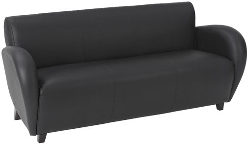 Office Star SL2433-EC3 Lounge Seating Series Eleganza Eco Leather Sofa, Black, Mahogany Finish Legs, Seat Size 59.75W x 20.5D, Back Size 62W x 15.5H, Max. Overall Size 70.25W x 30D x 31H, Arms to Floor 25, Cube 40.3, Weight 96 lbs. (SL2433EC3 SL2433 EC3 SL-2433 SL 2433)