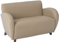 Office Star SL2472-EC11 Lounge Seating Series Eleganza Eco Leather Club Love Seat, Taupe, Cherry Finish Legs, Seat Size 40.25W x 20.5D, Back Size 41.75W x 15.5H, Max. Overall Size 50.7W x 30D x 31H, Arms to Floor 25, Cube 30.0, Weight 78 lbs. (SL2472EC11 SL2472 EC11 SL-2472 SL 2472) 