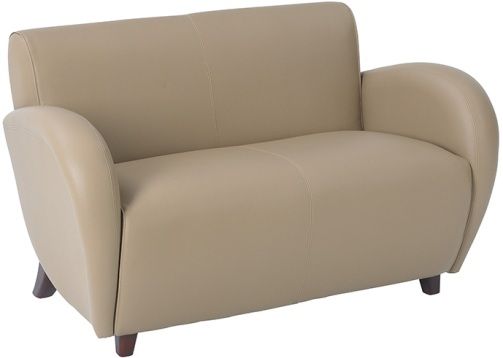 Office Star SL2472-EC11 Lounge Seating Series Eleganza Eco Leather Club Love Seat, Taupe, Cherry Finish Legs, Seat Size 40.25W x 20.5D, Back Size 41.75W x 15.5H, Max. Overall Size 50.7W x 30D x 31H, Arms to Floor 25, Cube 30.0, Weight 78 lbs. (SL2472EC11 SL2472 EC11 SL-2472 SL 2472)