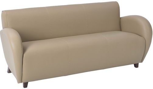 Office Star SL2473-EC11 Lounge Seating Series Eleganza Eco Leather Sofa, Taupe, Cherry Finish Legs, Seat Size 59.75W x 20.5D, Back Size 62W x 15.5H, Max. Overall Size 70.25W x 30D x 31H, Arms to Floor 25, Cube 40.3, Weight 96 lbs. (SL2473EC11 SL2473 EC11 SL-2473 SL 2473)