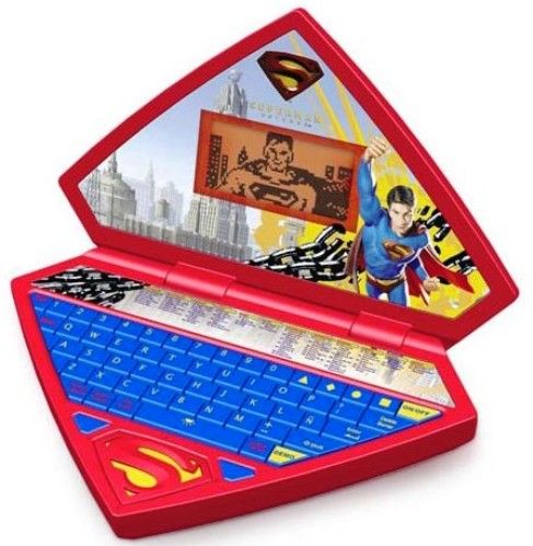 Oregon Scientific SL32 Superman Laptop Advance, Interact with one of the most famous heroes of all time; 60 Activities: 30 English and 30 Spanish, LED backlight for nighttime play; Maths Logic Spelling Memory; Ages 5 and up (SL32 SL 32 SL-32) 