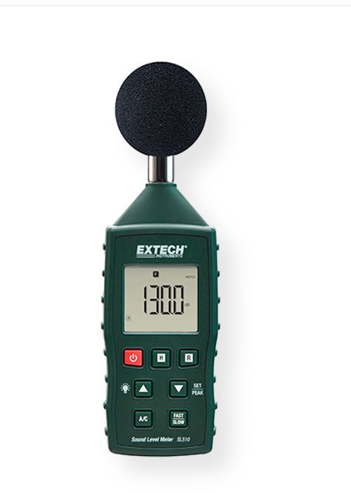 Extech SL510 Sound Level Meter; More or less than 1 decibel high accuracy meets Class 2 standards (IEC 61672-2013 and ANSI ASA S1.4 Part 1); Backlit LCD to view in dimly lit areas; Data Hold and Min Max functions; Auto power off with disable; UPC 793950475102 (SL510 SL-510 SOUND-SL510 EXTECH-SL510 EXTECHSL510 EX-TECH-SL510)
