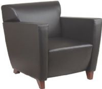 Office Star SL8471 Taupe Leather Club Chair, Ships assembled with legs unmounted, Cherry finished legs, Black Color, 25" W x 21.5" D Seat size, 25" W x 17" H Back size (SL 8471 SL-8471) 