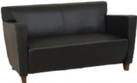 Office Star SL8472 Leather Love Seat, Extra wide seating area, Thickly padded cushions, Box style armrest, 48"W x 20"D Seat Size, 48"W x 16"H Back Size, Solid wood legs, Cherry finish on legs, Black Color (SL-8472 SL 8472)  