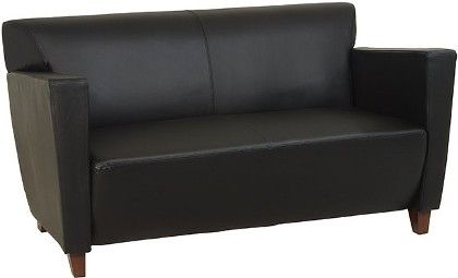 Office Star SL8472 Leather Love Seat, Extra wide seating area, Thickly padded cushions, Box style armrest, 48
