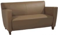 Office Star SL8872 Taupe Leather Love Seat, Extra wide seating area, Thickly padded cushions, Box style armrest, 48"W x 20"D Seat Size, 48"W x 16"H Back Size, Solid wood legs, Cherry finish on legs (SL 8872 SL-8872)  