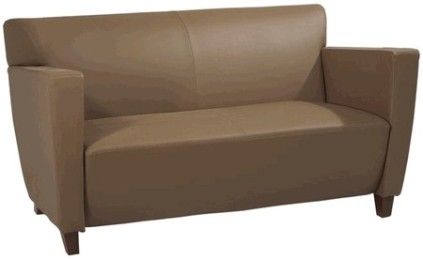 Office Star SL8872 Taupe Leather Love Seat, Extra wide seating area, Thickly padded cushions, Box style armrest, 48