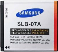 Samsung SLB-07A Lithium-Ion Battery Fits with PL150, ST45, ST50, ST500, ST550 and ST600; 740mAh Current; 3.7V Voltage; 2.664Wh max Capacity; Life Time Approx. 500 times; Size 42.5 X 37.2 X 5.8mm; Weight 15.8g; UPC 846431031943 (SLB07A SLB 07A) 