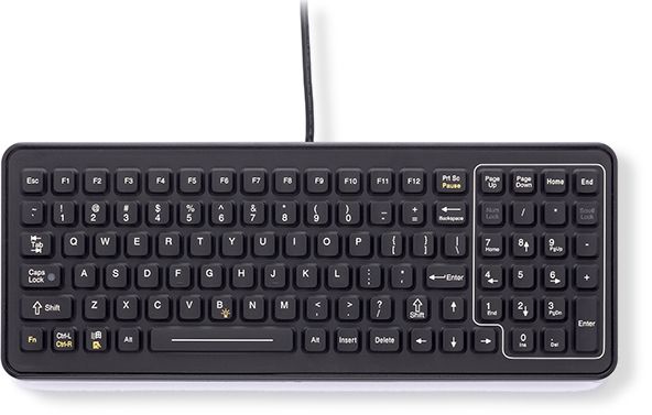Zebra Technologies SLK-101-M-USB-3F Mobile Industrial USB Keyboard, 10-Key Numeric Pad, 12 Function Keys, Built-In Mounting Holes, Integrated Backlighting, MS Windows Function Keys, USB and PS/2 configurations available, Weight 1 lbs, Dimensions 14.74
