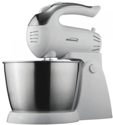 Brentwood Appliances SM-1152 5 Speed Stand Mixer with Stainless Steel Bowl in White, 5 Speed Stand Mixer with Stainless Steel Bowl in White, Powerful 200 Watt Motor, 5 Speed Selection, Power Head Detaches for Use as a Portable Mixer, Stainless Steel Bowl, Power: 200 Watts, Approval Code: cETL, Item Weight: 4.05 lbs, Item Dimension (LxWxH): 12 x 8 x 12, Colored Box Dimension: 11.75 x 9 x 8, Case Pack: 6, Case Pack Weight: 25.8 lbs (SM1152 SM-1152 SM-1152)