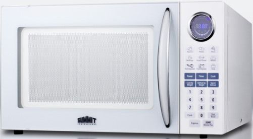 Summit SM1102WH Large Microwave Oven in White Finish with Stainless Steel Interior, 1000 Watts, Multiple power levels, End of cycle ring, Audible signal lets you know when cooking cycle is complete, Digital Clock display in soft blue LED lighting, Rotary turntable, Includes glass disc, One-Touch Auto Cook Menu, Digital Control Pad (SM-1102WH SM 1102WH SM1102-WH SM1102 WH)
