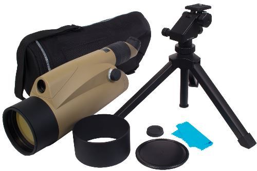 Sightmark SM21031K Tactical 6-100x100 Spotting Scope, Tan, Built in Sunshade, Dual Optical SpottingSscope (6-25x and 25-100x), Lens diameter 100mm (main channel) / 25mm (auxillary channel), Lens focus 600mm (main channel) / 150mm (auxillary channel), Relative aperture 1:6 (main channel) / 1:6.25 (auxillary channel), Field of view 7 at 6x / 2.5 at 25x (SM-21031K SM 21031K SM21031)