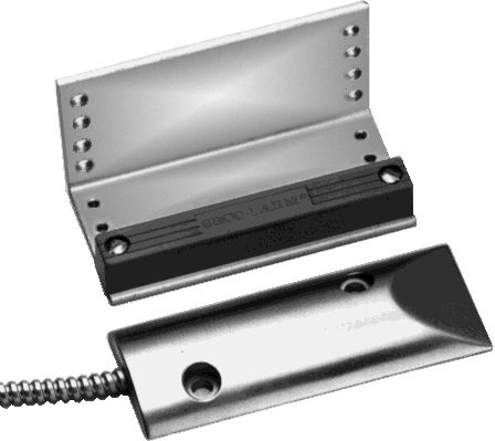 Seco-Larm SM-226L-3Q Overhead Door-Mount Magnetic Contact with Three Wires; For N.O. or N.C. contact; Switch contained in low-profile cast aluminum housing anchored directly to the floor and curved, so heavy vehicles can cross over without damaging it; Magnet in gray ABS case mounted on L-shaped bracket; UPC 676544006473 (SM226L3Q SM226L-3Q SM-226L3Q) 