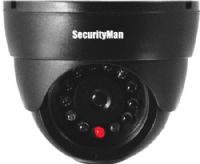 SecurityMan SM-320S Dummy Indoor Dome Camera with Flashing LED, Designed as a professional security camera for deterring unwanted intruders by just a fraction of the cost of a real camera, Imitation IR LEDs and one flashing LED, Plastic material, Powered by 2 x AA batteries (not included), UPC 701107901350 (SM320S SM 320S) 
