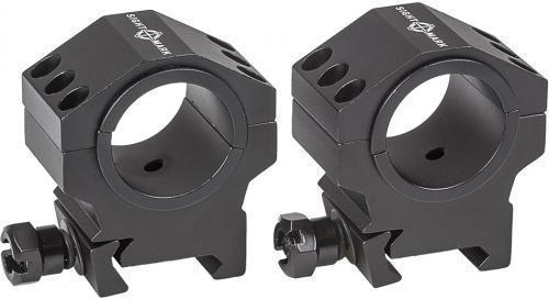 Sightmark SM34006 Tactical Mounting Rings - Medium Height Picatinny Rings (fits 30mm & 1inch); Matte black, non-reflective finish; Fits both weaver and picatinny rails; Fits 30mm or 1inch riflescope tubes; Mount Type: weaver/picatinny; Ring Diameter: 30mm / 1inch (inserts installed); Material: Aluminum 6061-T6; Centerline Height, mm/inch: 27.7 / 1.1