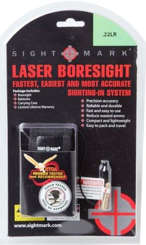 Sightmark SM39021 LR Premium Laser Boresight .22, Laser Wavelength 632-650nm, Visible red laser LED, Range for Sighting 15-100 yards, Dot Size 2in @ 100 yards, Precision Accuracy, Reliable and Durable, Fastest gun zeroing and sighting system, Reduce wasted cartridges and shells, Carrying case included, UPC 810119014528 (SM-39021 SM 39021)