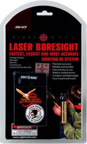 Sightmark SM39028 ACP Premium Laser Boresight .380, Laser Wavelength 632-650nm, Visible red laser LED, Range for Sighting 15-100 yards, Dot Size 2in @ 100 yards, Precision Accuracy, Reliable and Durable, Fastest gun zeroing and sighting system, Reduce wasted cartridges and shells, Carrying case included, UPC 810119014139 (SM-39028 SM 39028)