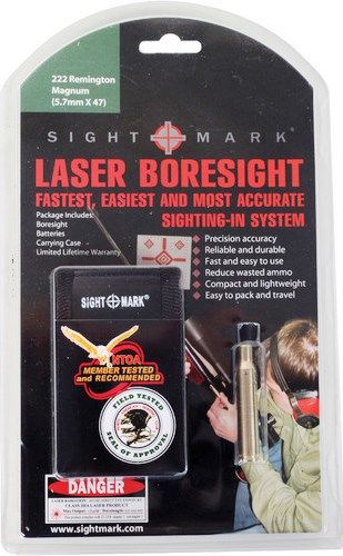 Sightmark SM39036 Laser 222 Remington Magnum (5.7mm X 47) Boresight, 7x Magnification, 32mm Objective Lens Diameter, Field of View 3.3 m@100m, Eye Relief 53mm, 30mm Tube Diameter, Aluminum Material, Fog proof, Shockproof, Weaver (Slide to Side) Mount Type, Precision Accuracy, Fastest Gun Zeroing and Sighting System (SM-39036 SM 39036)