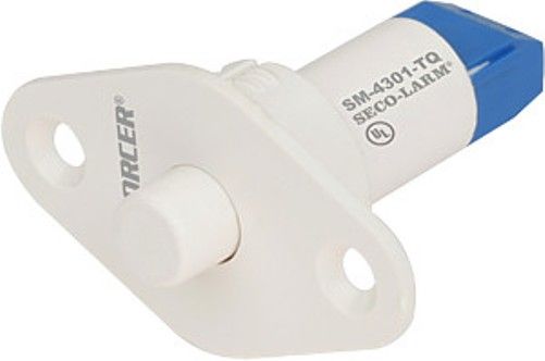 Seco-Larm SM-4301-TQ/W ENFORCER Plunger-Type Recessed-Mount N.C. Magnetic Contact Switch, White; For N.C. circuits; Used for protecting sliding doors and windows where space is limited; Magnet and reed switch contained in housing; Spacer and screws included; Plunger travel is 1/4