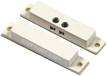 Seco-Larm SM-431-T/W Miniature Surface-Mount Magnetic Contact with Magnet, White; For closed circuit (CC) systems only; With external screw terminals - No wiring leads inside the wall; Tape to cover screw terminals included; Screw-mount using side flanges, or break off flange for adhesive mounting; 1
